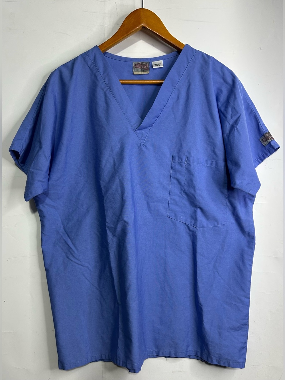 Scrub Zone Blue V-Neck Scrub Top Medium